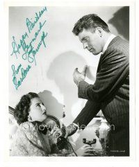 1r0485 BARBARA STANWYCK signed 8x10 still '48 she's scared of Burt Lancaster in Sorry Wrong Number!