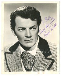 1r0517 CORNEL WILDE signed deluxe 8x10 still '40s great head & shoulders close up in cool suit!