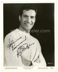 1r0569 HUGH O'BRIAN signed 8x10 still '63 smiling portrait wearing sweater from Come Fly With Me!