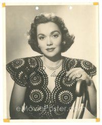 1r0585 JANE WYMAN signed deluxe 8x10 key book still '40s seated portrait in cool dress!