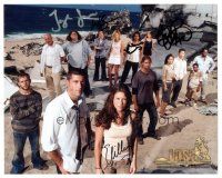 1r1092 LOST signed color 8x10 REPRO still '00s by five members of the cast, in wreckage!