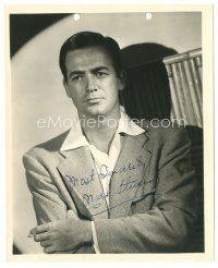 1r0640 MARK STEVENS signed deluxe 8x11 key book still '40s smoking portrait with lapels over jacket