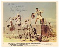 1r0675 RAY HARRYHAUSEN signed color 8x10 still #2 '63 his skeleton battle in Jason and the Argonauts
