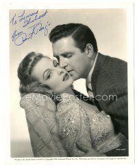1r0689 ROBERT PAIGE signed 8x10 still '43 close up about to kiss Elyse Knox in Mister Big!
