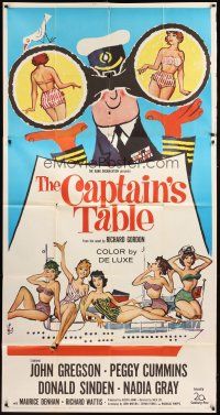 1s524 CAPTAIN'S TABLE 3sh '60 art of John Gregson & sexy Peggy Cummins on ocean cruise!