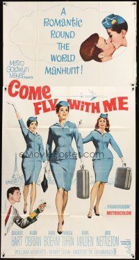 1s541 COME FLY WITH ME 3sh '63 sexy airline hostesses daydreaming of men, round the world manhunt!