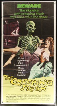1s547 CREEPING FLESH 3sh '72 Christopher Lee, Peter Cushing, cool image of skeleton holding girl!