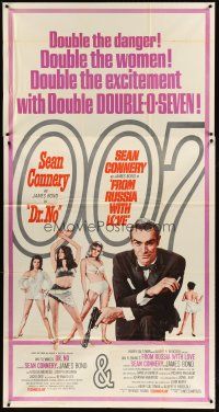 1s003 DR. NO/FROM RUSSIA WITH LOVE 3sh '65 Sean Connery is James Bond, double danger & excitement!