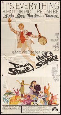 1s588 HALF A SIXPENCE 3sh '68 McGinnis art of Tommy Steele with banjo, from H.G. Wells novel!