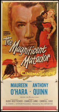 1s639 MAGNIFICENT MATADOR 3sh '55 Budd Boetticher, Anthony Quinn, Maureen O'Hara, bullfighting art