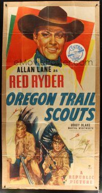 1s668 OREGON TRAIL SCOUTS 3sh '47 art of Allan Rocky Lane as Red Ryder + Blake as Little Beaver!