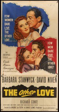 1s669 OTHER LOVE 3sh '47 David Niven gave Barbara Stanwyck love but Richard Conte did too!