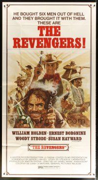 1s694 REVENGERS 3sh '72 Tom Jung art of cowboys William Holden, Ernest Borgnine & Woody Strode!
