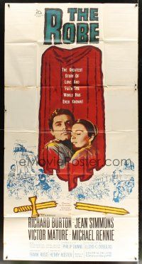 1s697 ROBE 3sh R63 Richard Burton & Jean Simmons in the greatest story of love & faith!