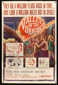 1s036 VALLEY OF THE DRAGONS 40x60 '61 Jules Verne, dinosaurs in a world time forgot!