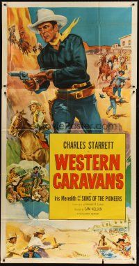 1s765 CHARLES STARRETT stock 3sh '52 art of Charles Starrett by Glen Cravath, Western Caravans!