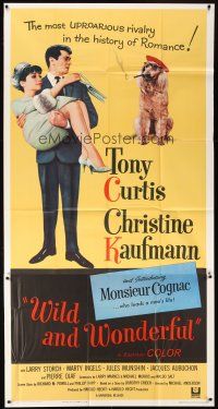 1s770 WILD & WONDERFUL 3sh '64 Tony Curtis, Christine Kaufmann, & Monsieur Cognac, the French dog!