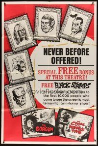 1s033 GORGON/CURSE OF THE MUMMY'S TOMB 40x60 '64 free black stamps of your favorite monsters!