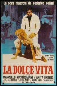 1s181 LA DOLCE VITA Argentinean R80s Fellini, image of Mastroianni astride Franca Pasut!