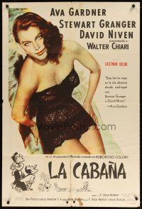 1s185 LITTLE HUT Argentinean '57 barely-dressed tropical Ava Gardner with sexy eyes!
