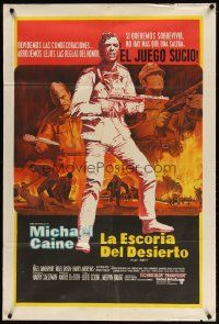 1s206 PLAY DIRTY Argentinean '69 cool art of WWII soldier Michael Caine with machine gun!