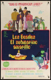 1s244 YELLOW SUBMARINE Argentinean '68 psychedelic art of The Beatles John, Paul, Ringo & George!