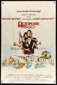 1s018 OCTOPUSSY English 40x60'83 art of sexy Maud Adams & Roger Moore as James Bond by Daniel Goozee