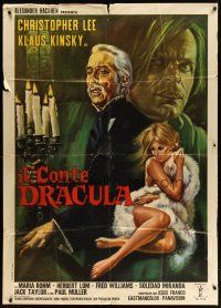 1s282 COUNT DRACULA Italian 1p '70 Jess Franco, art of vampire Christoper Lee, Kinski & sexy girl!