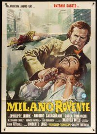 1s315 GANG WAR IN MILAN Italian 1p '73 Umberto Lenzi's Milano rovente, cool crime art!