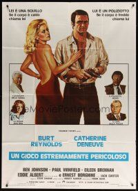 1s334 HUSTLE Italian 1p '76 Robert Aldrich, art of Burt Reynolds & sexy Catherine Deneuve!