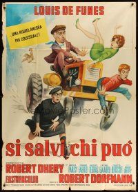 1s359 LITTLE BATHER Italian 1p '67 wacky art of Louis de Funes on tractor with top cast!