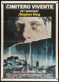 1s393 PET SEMATARY Italian 1p '89 Stephen King's best selling thriller, cool graveyard image!