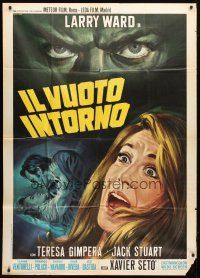 1s426 SHADOW OF DEATH Italian 1p '69 close up art of terrified girl by Renato Casaro!