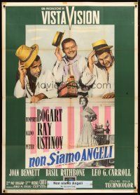 1s466 WE'RE NO ANGELS Italian 1p '55 Humphrey Bogart, Aldo Ray & Peter Ustinov tipping their hats!