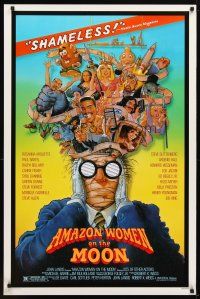 1t045 AMAZON WOMEN ON THE MOON 1sh '87 Joe Dante, cool wacky artwork of cast by William Stout!