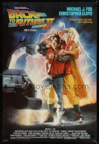 1t068 BACK TO THE FUTURE II DS 1sh '89 art of Michael J. Fox & Christopher Lloyd by Drew Struzan!