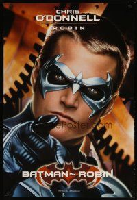 1t080 BATMAN & ROBIN teaser 1sh '97 cool close up of Chris O'Donnell as Robin, ultra-rare!