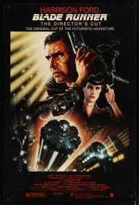 1t105 BLADE RUNNER DS 1sh R92 Ridley Scott sci-fi classic, art of Harrison Ford by John Alvin!