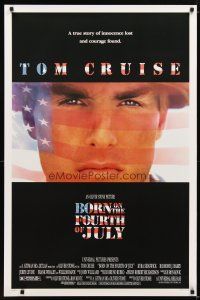 1t121 BORN ON THE FOURTH OF JULY 1sh '89 Oliver Stone, great patriotic image of Tom Cruise!