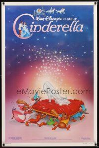 1t147 CINDERELLA 1sh R87 Walt Disney classic romantic musical cartoon, great art of slipper!