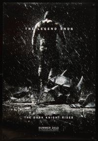 1t174 DARK KNIGHT RISES teaser DS 1sh '12 the legend ends, cool image of broken mask in the rain!