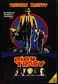 1t187 DICK TRACY video 1sh '90 cool art of Warren Beatty as Gould's classic detective!