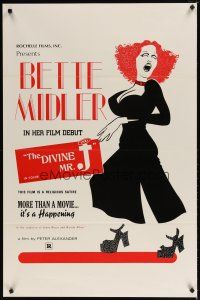 1t193 DIVINE MR. J 1sh '74 cool art of Bette Midler in her film debut, John Bassberger!