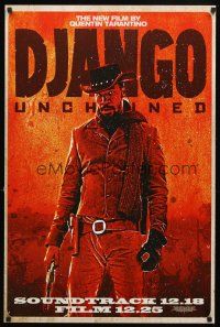 1t194 DJANGO UNCHAINED soundtrack & film advance 1sh '12 cool image of Jamie Foxx in title role!