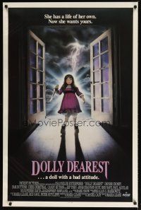 1t196 DOLLY DEAREST 1sh '92 Obrero art of creepy doll with a bad attitude & a life of her own!