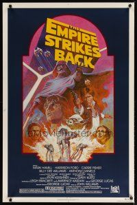 1t213 EMPIRE STRIKES BACK 1sh R82 George Lucas sci-fi classic, cool artwork by Tom Jung!