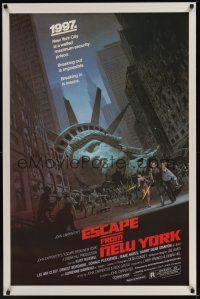1t218 ESCAPE FROM NEW YORK 1sh '81 John Carpenter, art of decapitated Lady Liberty by Barry E. Jackson!