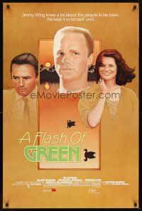 1t241 FLASH OF GREEN 1sh '84 cool artwork of Ed Harris & Blair Brown by Topazio!