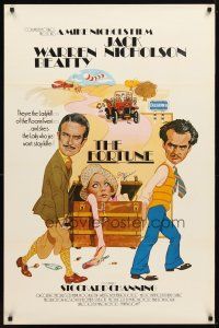1t249 FORTUNE int'l 1sh '75 cool artwork of Jack Nicholson & Warren Beatty, Stockard Channing!