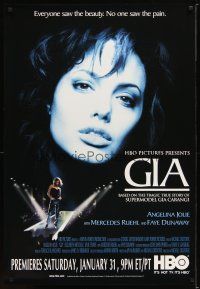 1t260 GIA black style TV 1sh '98 sexy Angelina Jolie as ill-fated model Gia Carangi, ultra-rare!